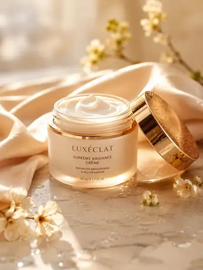 Premium skincare cream jar product photography