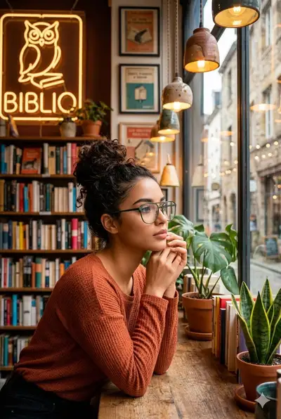 Cozy Biblio Bookstore Cafe Scene