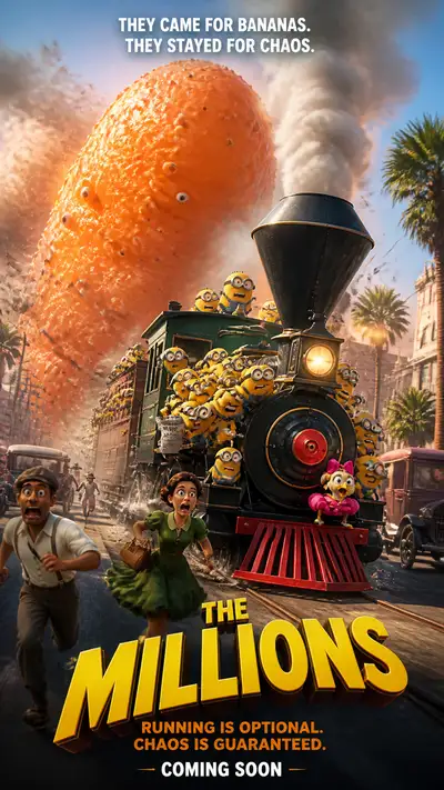 Animated Train Chase Poster with Monster