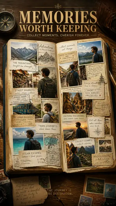 Travel journal advertising poster, Memories Worth Keeping