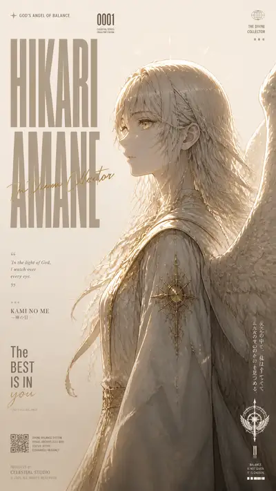 Minimalist high-fashion anime poster with painterly side portrait