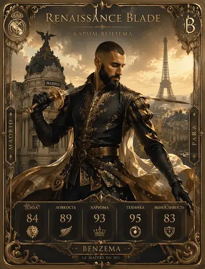 Karim Benzema renaissance blade wrestler card