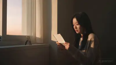Emotional Korean Girl Reading Letter Cinematic Video Prompt