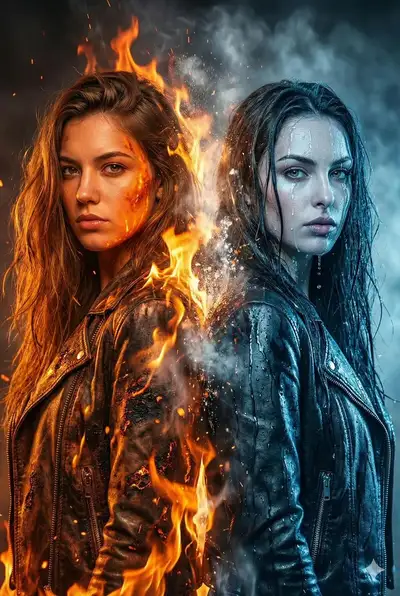 Elemental Fire and Ice Duo Portrait