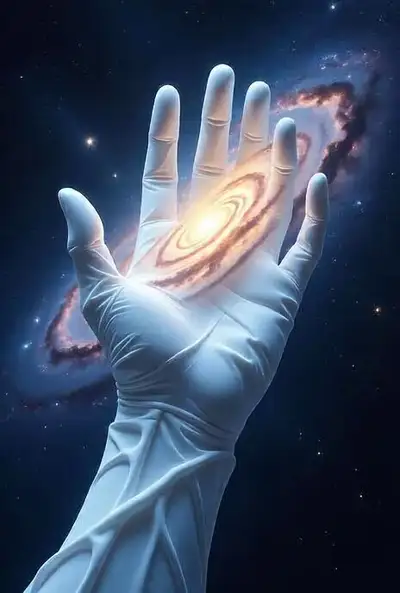 Cosmic Hand Holding Galaxy