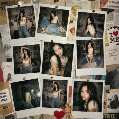 Y2K Polaroid Wall Collage Fashion Diary
