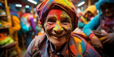 Invite de photographie pour le festival Holi avec niveaux de chaos