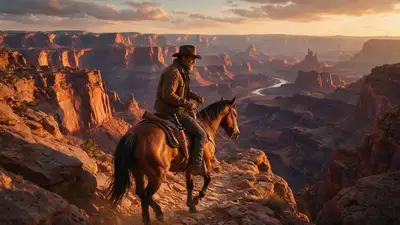 Cinematic Cowboy Descending Mountain Trail