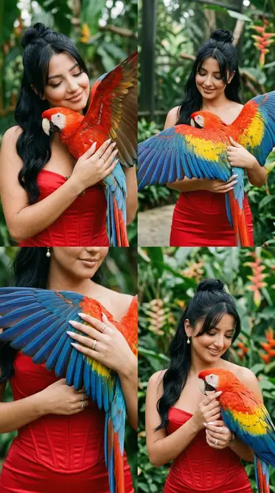 Tropical Parrot Editorial 2x2 Grid Prompt