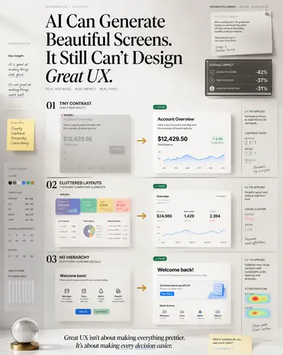 LinkedIn educational carousel on common AI UX design mistakes