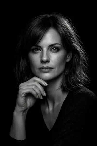 High-Contrast B&W Cinematic Portrait Prompt