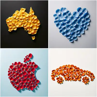 Colored Petal Shapes Aerial View Prompt