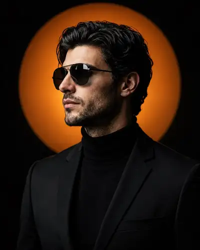 Retrato de estudio cinematográfico con iluminación de halo