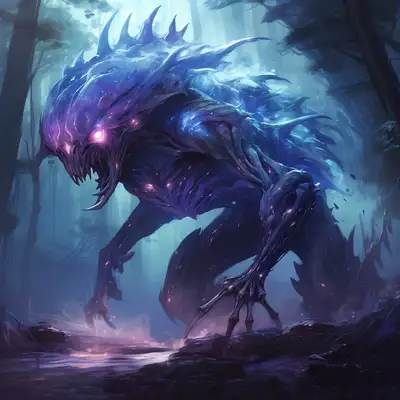 Alien Creature in Moonlit Forest