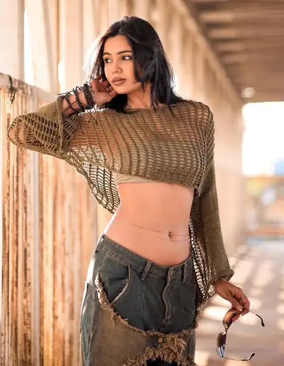 Fashion Editorial Portrait of Woman in Crochet Sweater