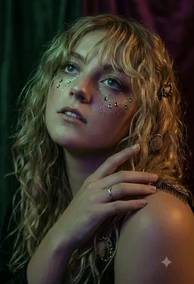 Mystical Golden Portrait of a Young Woman
