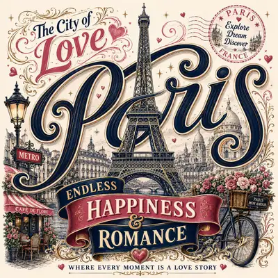 Vintage Romantic Paris Travel Poster