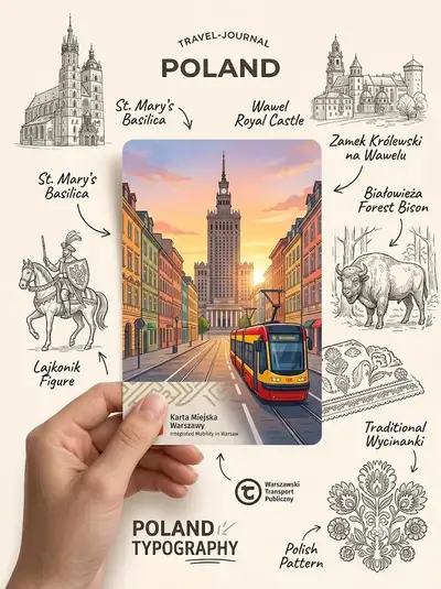 Modèle d'affiche collage de journal de voyage avec croquis à la main