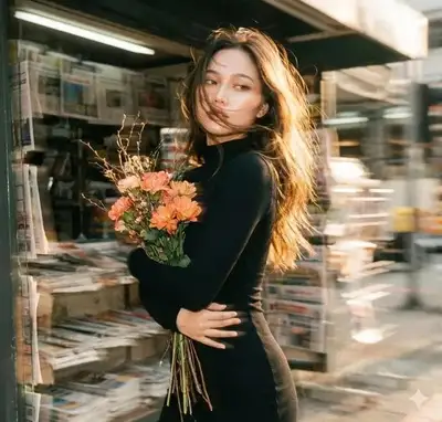 Vintage Double-Exposure Portrait with Flowers