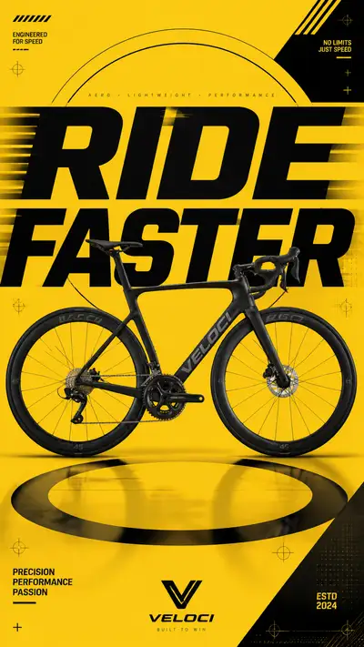 Road bicycle fitness campaign poster, Ride Faster