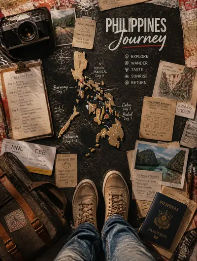 Affiche aérienne de planification de voyage pour les Philippines