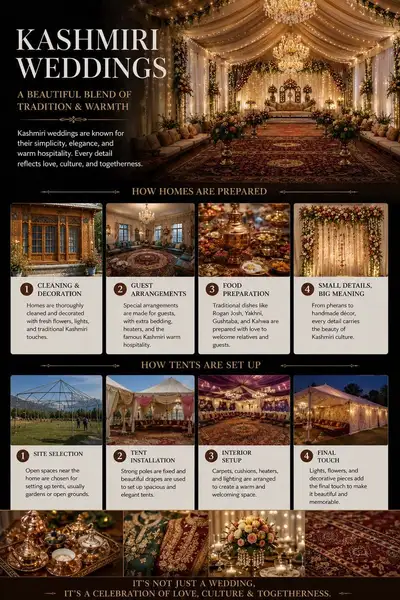Traditional Kashmiri wedding cultural infographic poster