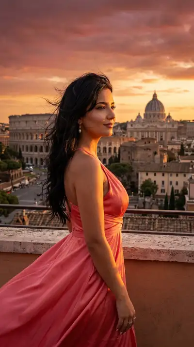 Cinematic Rome Sunset Portrait Prompt