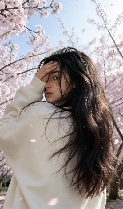 Ethereal Portrait in Cherry Blossom Grove