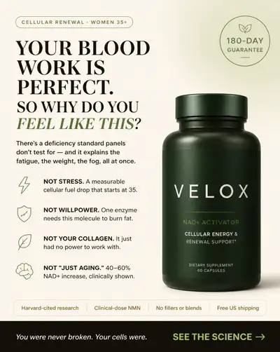 VELOX cellular renewal supplement ad for women
