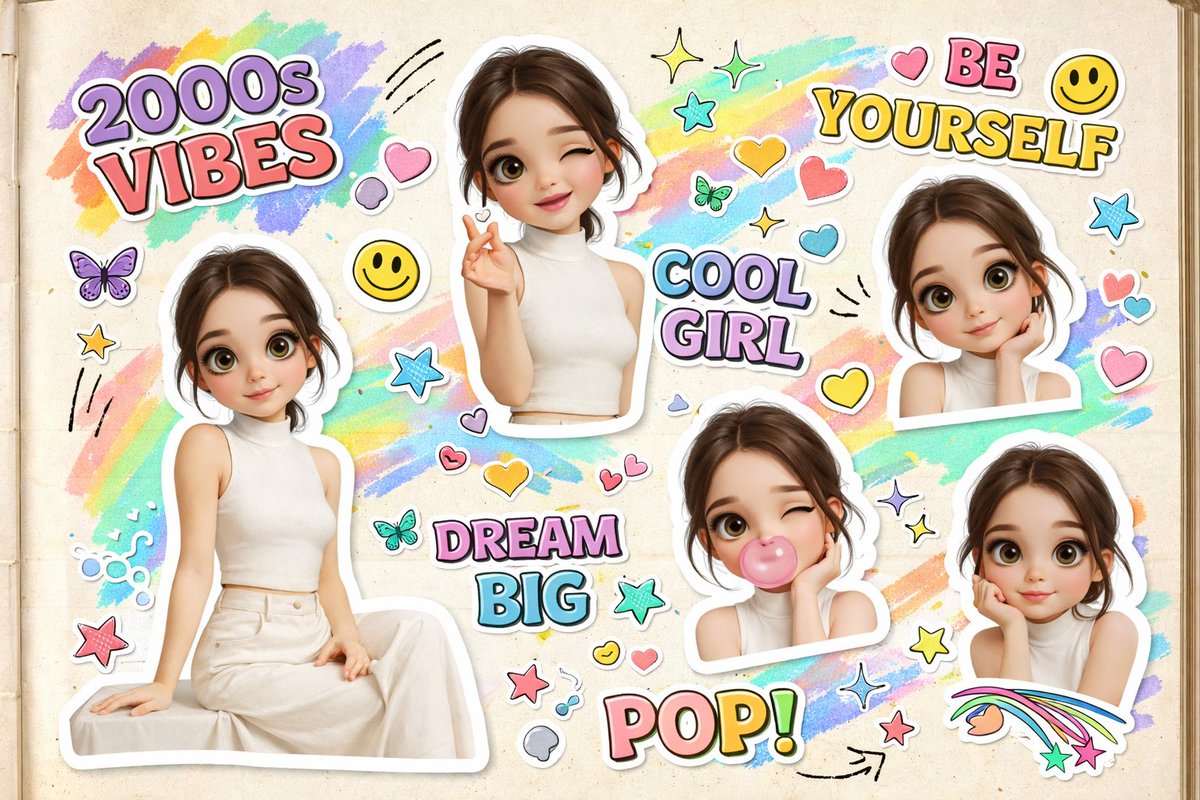 2000s Scrapbook-Style Sticker Collage Character Generator
