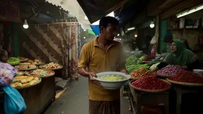 Traditional Javanese Market Bakso Vendor One-Take