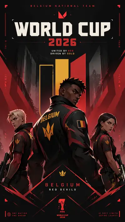 Valorant style World Cup 2026 Belgium poster
