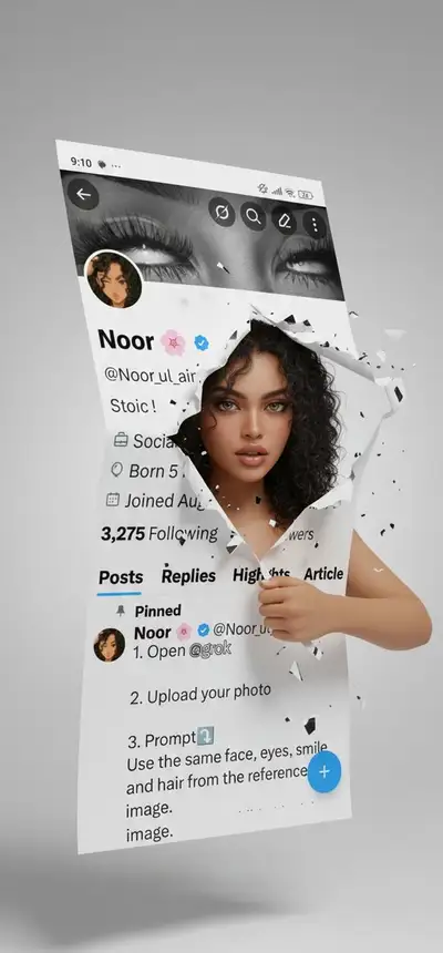 Œuvre d'art numérique d'une fille déchirant une page de profil X