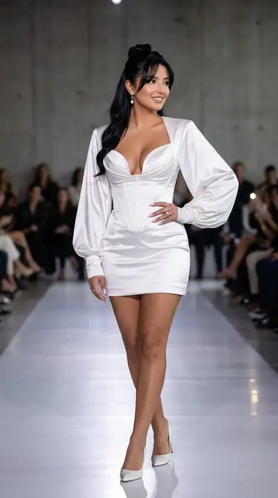 Luxury White Satin Runway Editorial Prompt