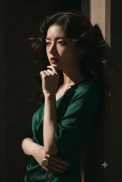 Cinematic Emerald Silk Portraits