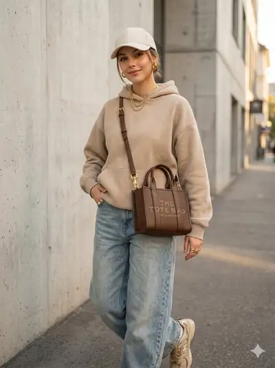 Premium Street-Style Editorial with Mini Tote Bag