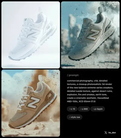 Cinematic Sneaker Product Shot in Desert Ruins