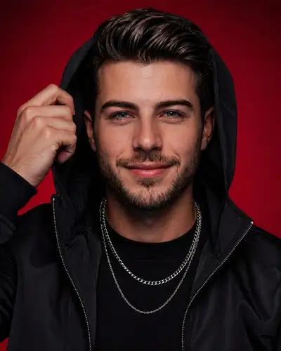 Studio Portrait with Bold Red Background