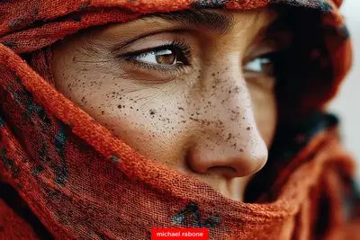 Nomadic Afghan Woman in Desert Wind