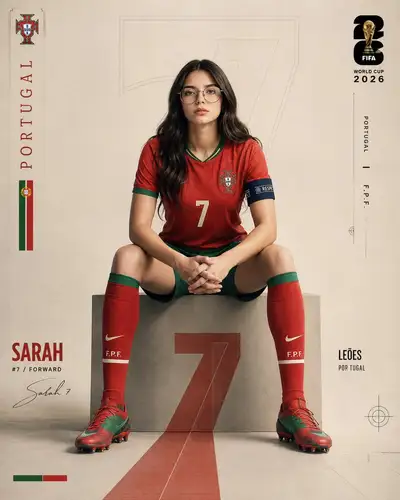 Póster Editorial de Jugador Sentado para el Mundial FIFA 2026 (Portugal)