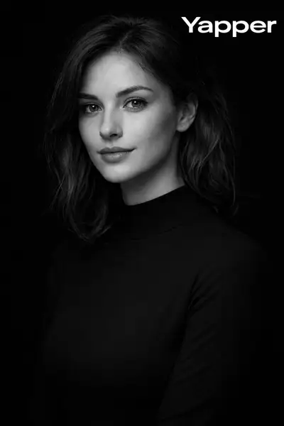 High-contrast monochrome studio portrait of a woman