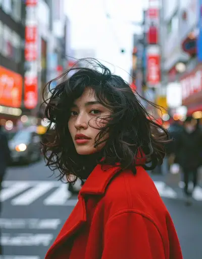 Serene Portrait with Red Coat