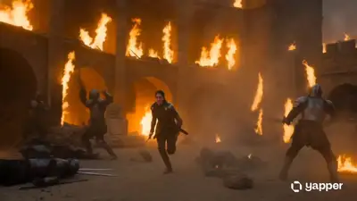Secuencia cinematográfica de batalla medieval de guerrero de 15 segundos