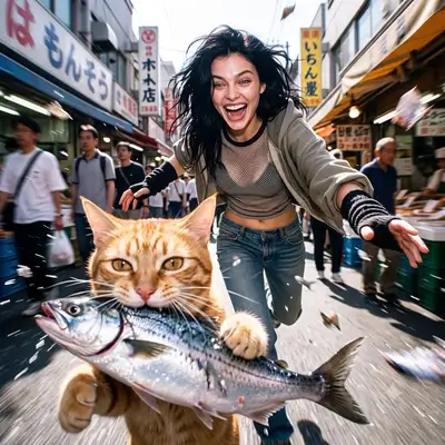 Chaotic Y2K Cat Fish Chase