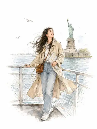 New York Reisecharakter Aquarell
