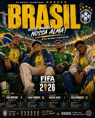 アニメ風FIFAワールドカップ2026スカッドポスター プロンプト
