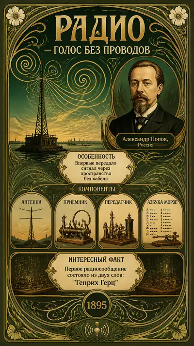 Radio Invention Art Nouveau History Poster