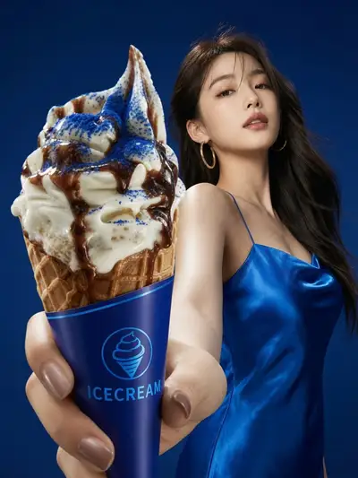 Premium ice cream commercial advertising portrait