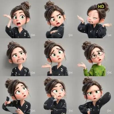 3D-Pixar-Stil-Charakterausdruckstabelle aus einem Foto