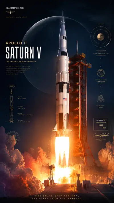 Collector's edition Saturn V Apollo 11 launch poster
